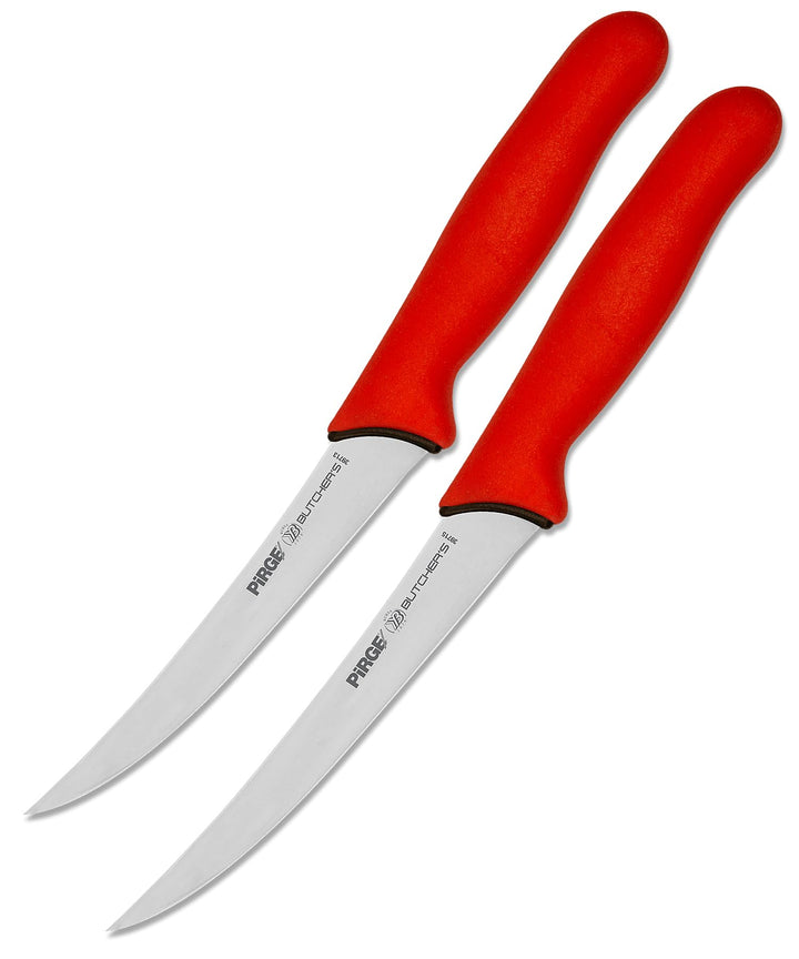 Pirge Butcher's MasterGrip Ausbeinmesser Profi Messer Set 2 TLG - Rutschfester Griff - 13 cm und 15