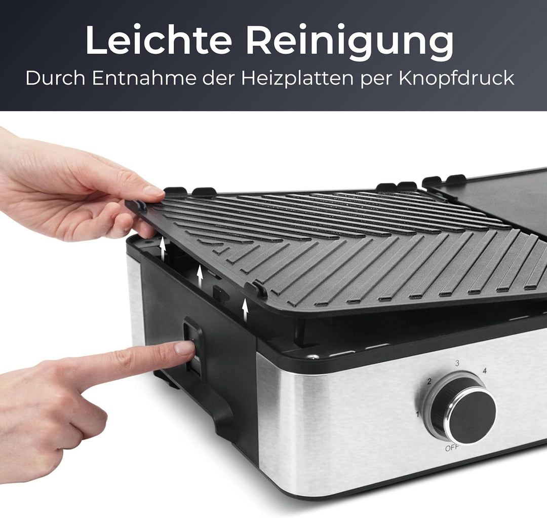 KLAMER Elektrogrill, antihaftbeschichtete und abnehmbare Duo-Platten, separate Temperatureinstellung