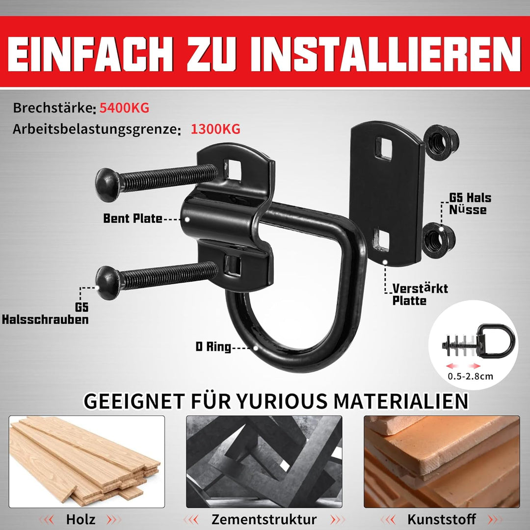 Idong 5400kg Schwerlast Zurrösen für Anhänger PKW Anhänger Zubehör, 4 Stück Zurröse Anhänger Haken D