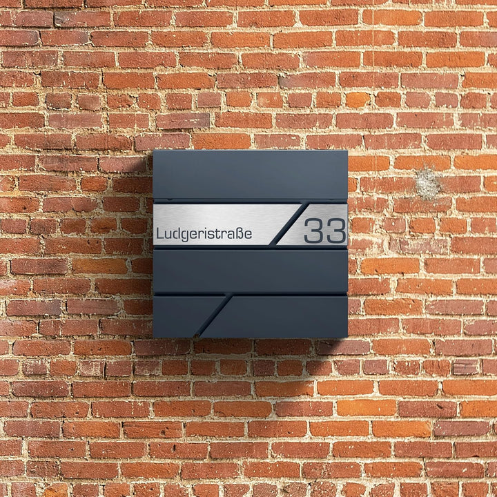 Briefkasten mit Zeitungsfach in Anthrazit, Edelstahlbriefkasten, Wandbriefkasten Briefkasten mit Sch