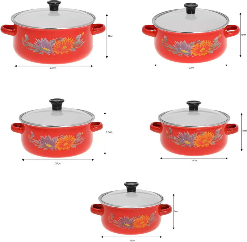 Topfset Emaille Geschirr Kochtopfset 10 Teile Klausberg KB-7170