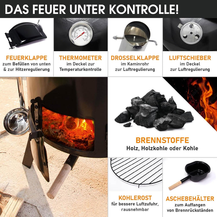 BRAST® Eintopfofen mit Grillfunktion Ofen Kugelgrill Barbecue Grill Outdoor-Küche Gulaschkanone Supp