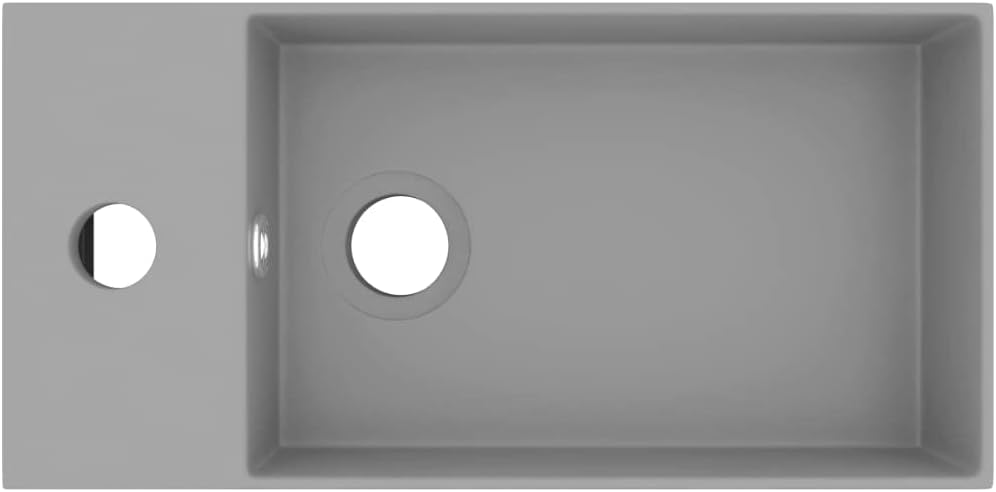 WIFESE Badezimmer-Waschbecken mit Überlauf Keramik Hellgrau 48x25x15 cm Aufsatzwaschbecken Badezimme