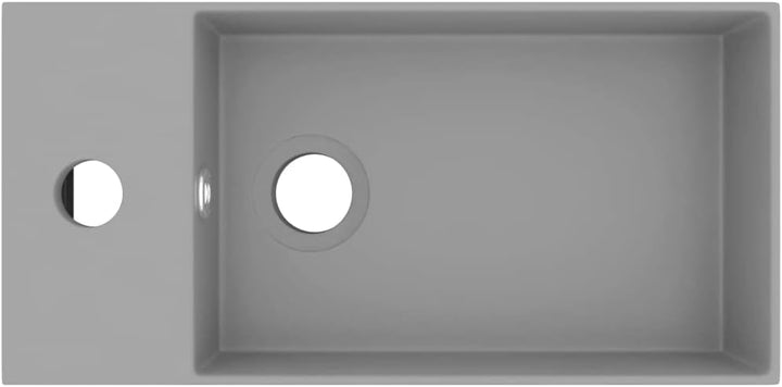 WIFESE Badezimmer-Waschbecken mit Überlauf Keramik Hellgrau 48x25x15 cm Aufsatzwaschbecken Badezimme