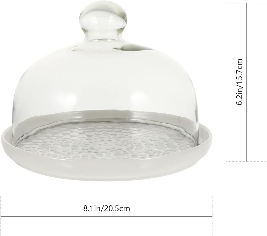 BESTonZON Kuchenteller mit Glocke Tortenplatte mit Haube Wei? 8 Zoll Keramik Teller Tortenst?nder Ge