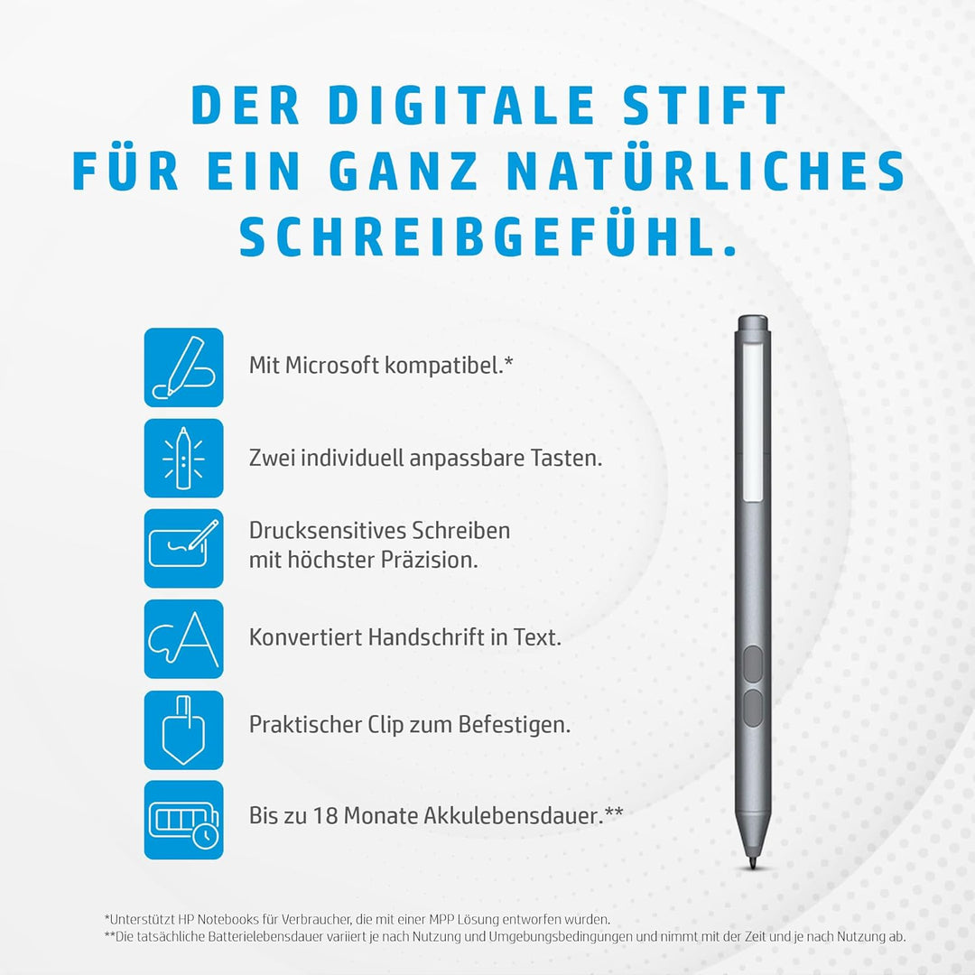 HP MPP 1.51 Eingabestift für PC und Tablet – Microsoft-kompatibel, Präzisionsspitze, benutzerdefinie