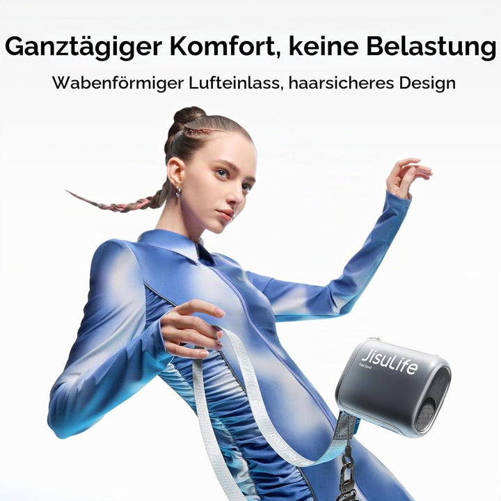 JISULIFE Nackenventilator, 100 Geschwindigkeiten, Mini-Tragbarer Hüftventilator, 16 Stunden, 4500mAh