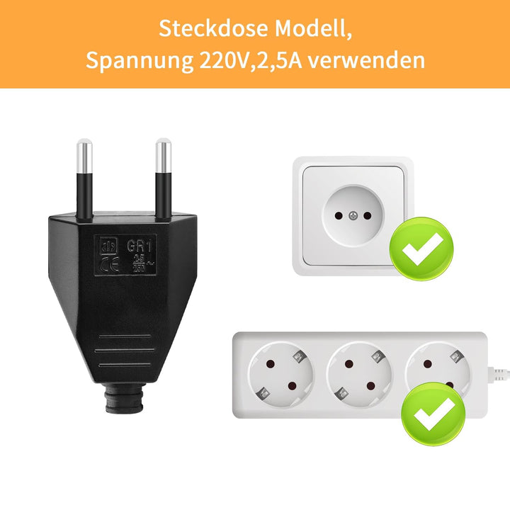 6 Stück Flachstecker, Eurostecker, Netzstecker (220V, 2,5A), europäischer Flachstecker, geeignet für