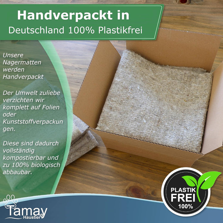 Tamay Nagermatten aus 100% Hanf, 100 x 50cm I Premium Nagerteppich als staubfreie Käfig Bodenbeckung