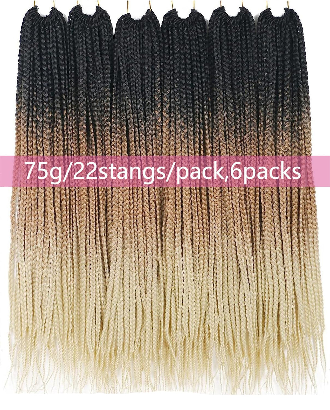 Box Crochet Braids Haarverlängerungen 6 Packs 24 Zoll Synthetische Flechtfrisur 22 Stränge/Pack Croc