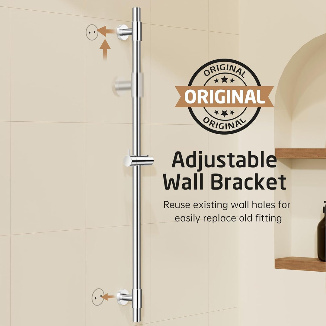 KES Duschstange Brausestange Edelstahl SUS 304 Wandstange mit Duschkopfhalter Verstellbar Stange Dus