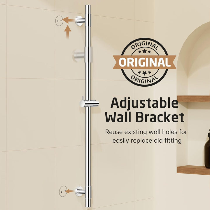 KES Duschstange Brausestange Edelstahl SUS 304 Wandstange mit Duschkopfhalter Verstellbar Stange Dus