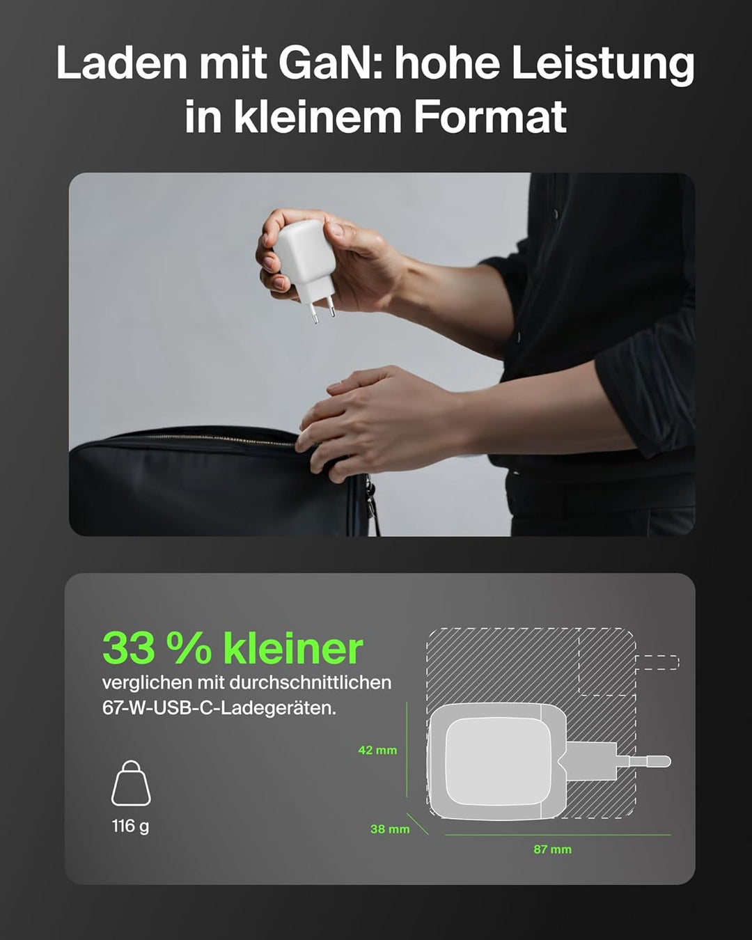Belkin SmartProtect 2-Port USB C Ladegerät, 67W, GaN-Ladegerät, 2X USB-C, Schnellladen für Geräte wi