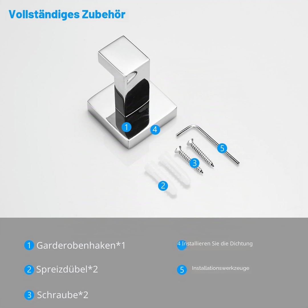Kelelife 2 Stk. Handtuchhaken Chrom, Badhaken aus Edelstahl für ein Handtuch, Bademantel, Kleiderhak