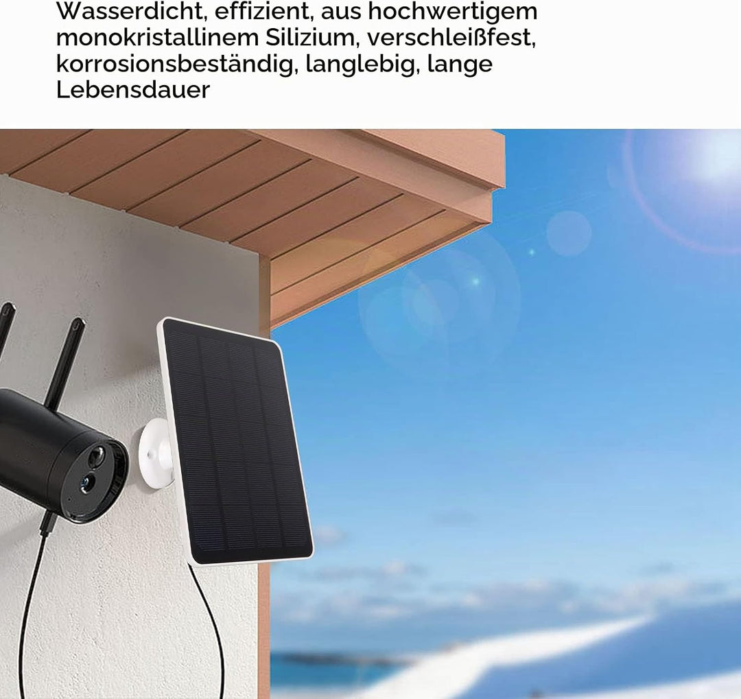 Solarpanel für Überwachungskamera, für DC 5V-Überwachungskamera, Wasserdichtes IP65-Kameraladegerät,