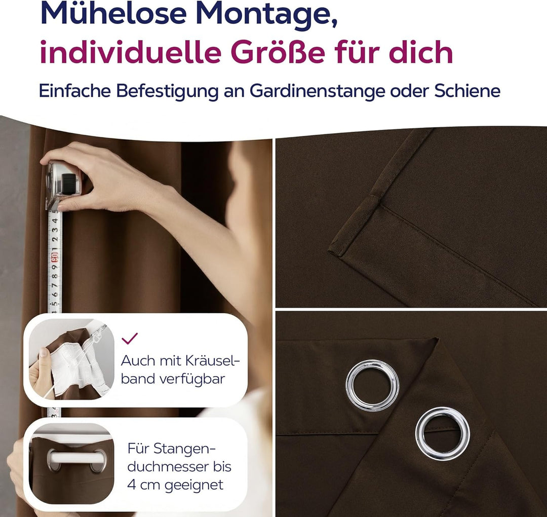 BEAUTEX Verdunkelungsgardine mit Ösen, Blackout Ösenschal Blickdicht abdunkelnd, Grösse und Farbe wä