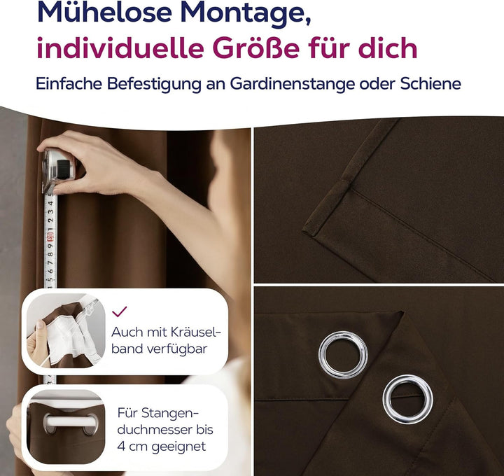 BEAUTEX Verdunkelungsgardine mit Ösen, Blackout Ösenschal Blickdicht abdunkelnd, Grösse und Farbe wä