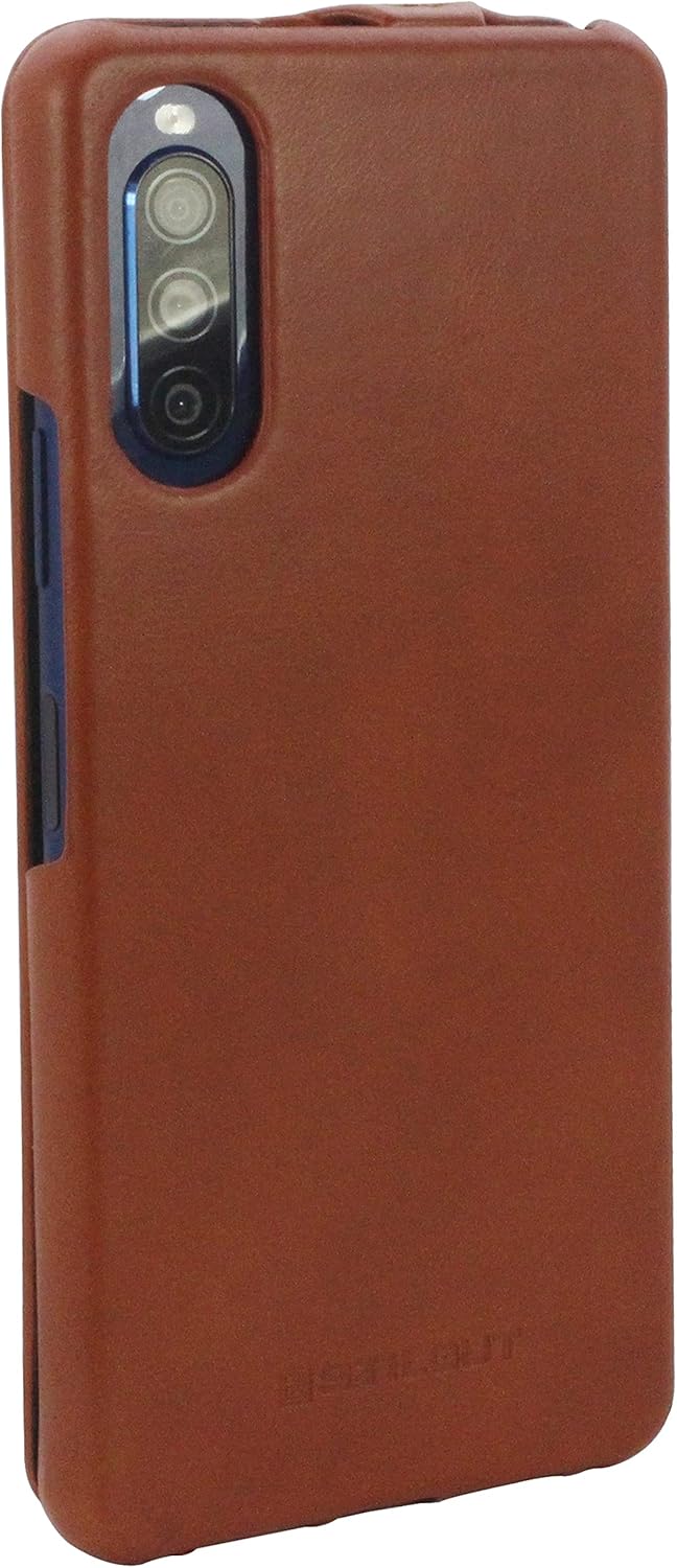 STILGUT UltraSlim kompatibel mit Sony Xperia 10 II Hülle aus Leder - Xperia 10 II Flip Case, Klapphü