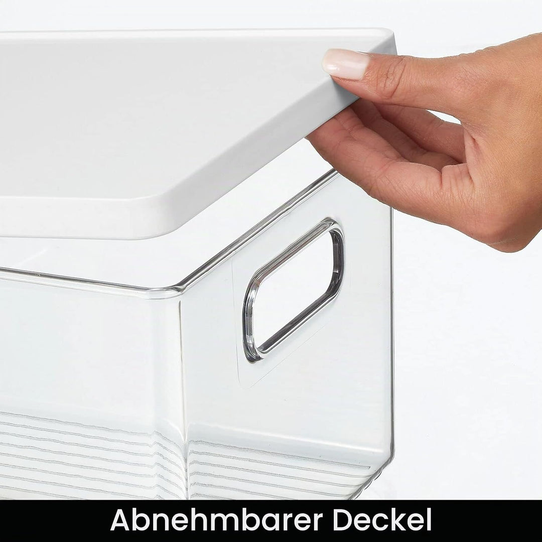 mDesign 2er-Set Kühlschrankbox – Kühlschrank Vorratsdose mit Griffen und abnehmbarem Deckel – lebens