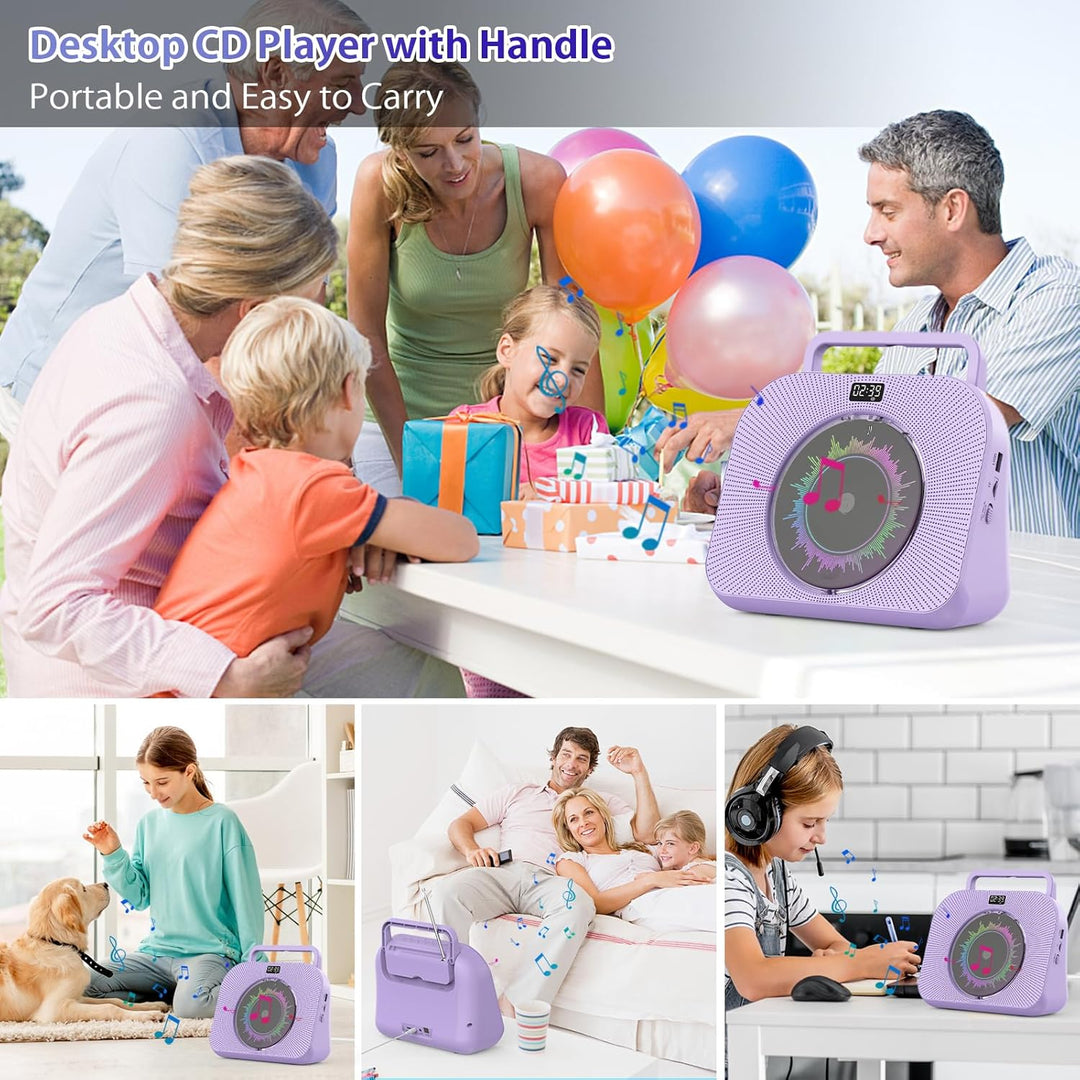 KOVCDVI 9-in-1 CD Player Bluetooth Radio mit CD Player mit Lautsprecher Unterstützung USB/TF-Karten/