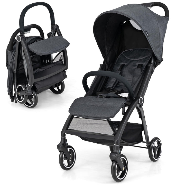 LIFEZEAL Faltbarer Kinderwagen mit neigbarer Rückenlehne, Kinderbuggy mit verstellbarem Sonnendach,