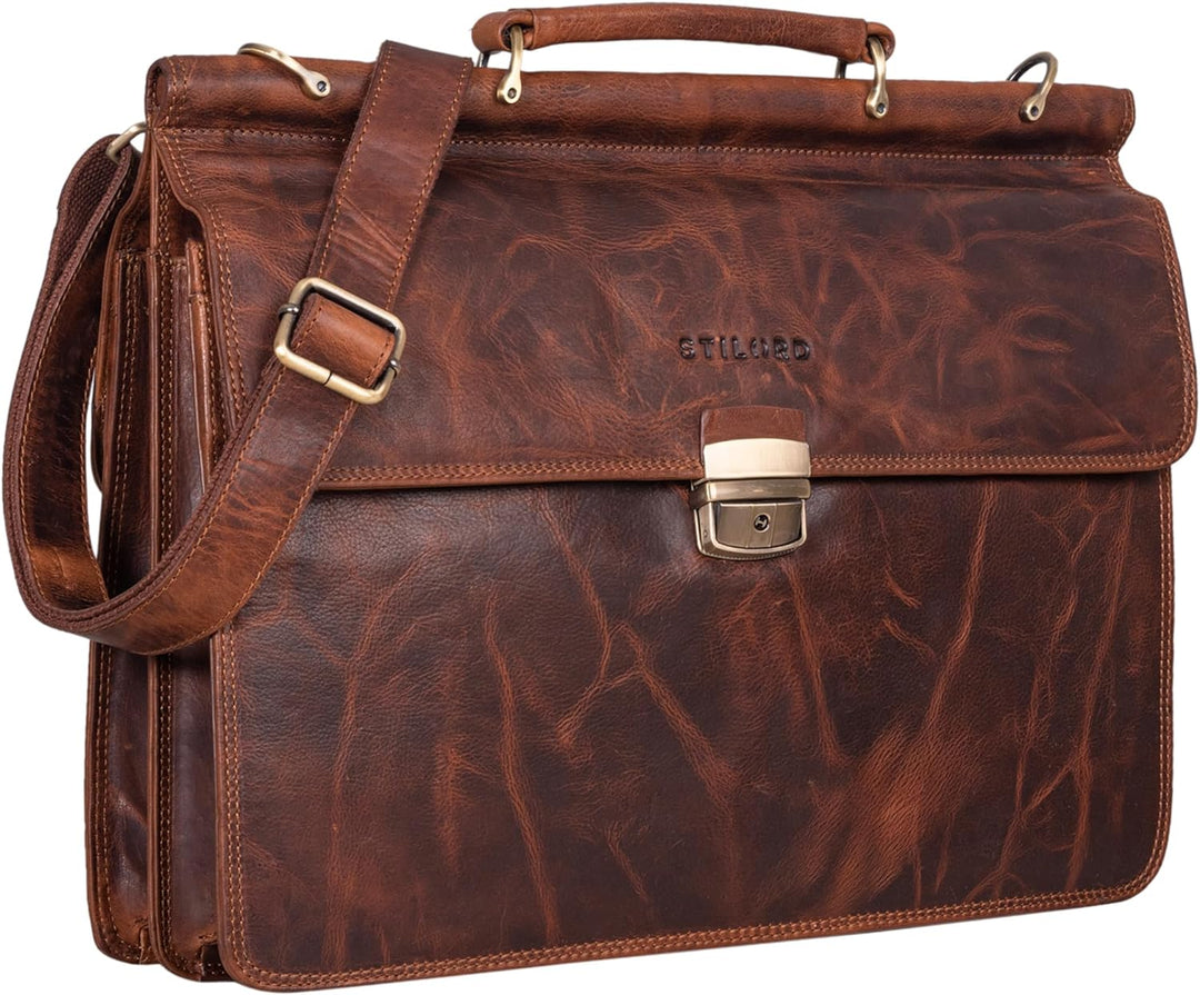 STILORD 'Stephan' Laptoptasche 15,6 Zoll Herren Leder Businesstasche Office Bag Umhängetasche Leder-