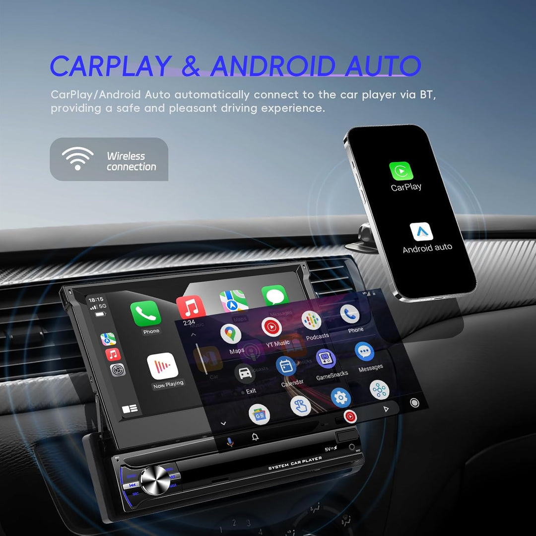 [4+64GB] Hikity Android Autoradio 1 Din mit Navi Wireless Carplay Android Auto Bluetooth Freispreche