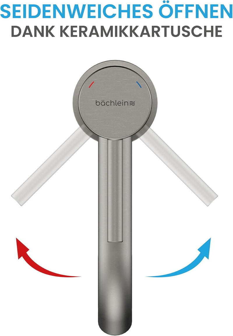 Bächlein Badarmatur Susara mit gebogenem Auslauf, Design Einhebelmischer mit langlebiger Keramikkart