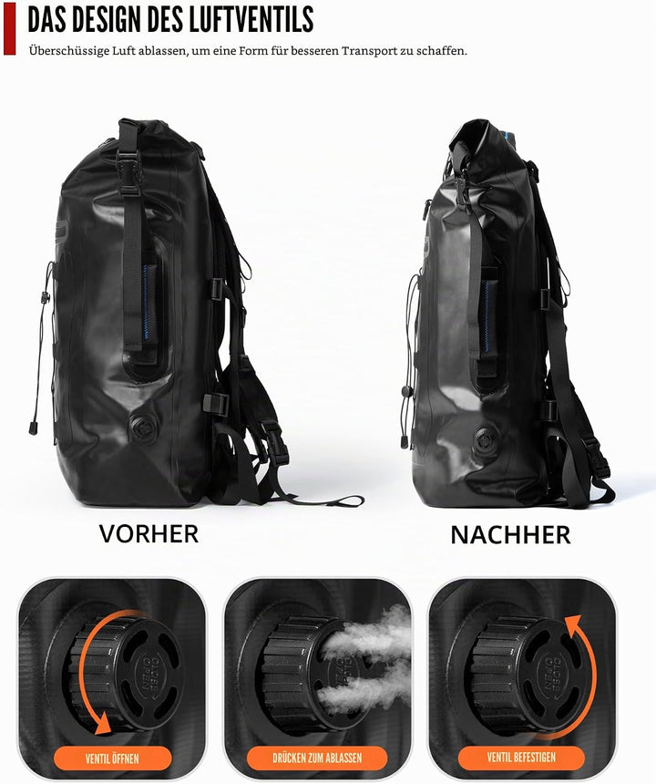 Wasserdicht Motorrad Rucksack 40L Verwendet Werden Rolltop Rucksack mit abnehmbaren Schultergurten P