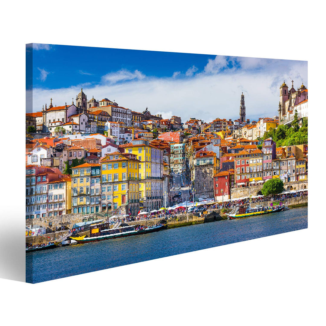 Bild Bilder auf Leinwand Altstadtsilhouette von der Anderen Seite des Douro in Porto Portugal Wandbi