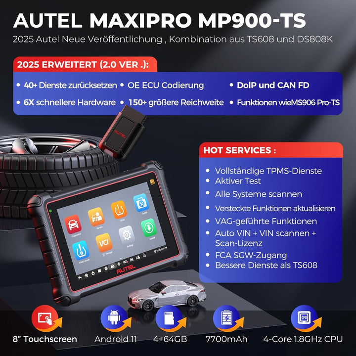Autel MaxiPRO MP900-TS OBD2 Diagnosegerät: 2024 Aufwertung von MP808S-TS/MP808BT Pro/MS906TS, DoIP C