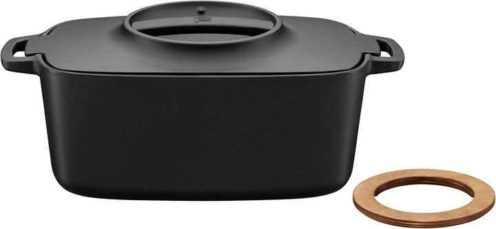 Fiskars Norden Topf, 5 l, Oval, Gusseiserner Schmortopf mit THERMIUM Antihaft-Behandlung, abnehmbare