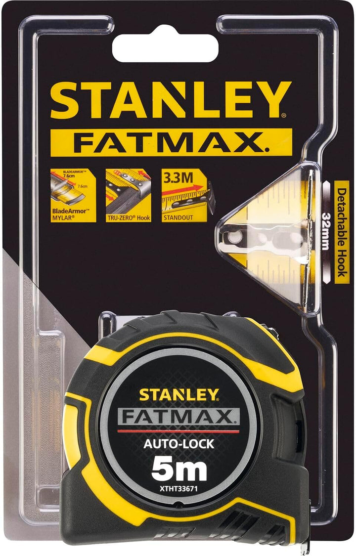 Stanley FatMax Pro Bandmass Autolock (5 m Länge, 32 mm Klingenbreite, BladeArmor-Überzug, Bi-Materia