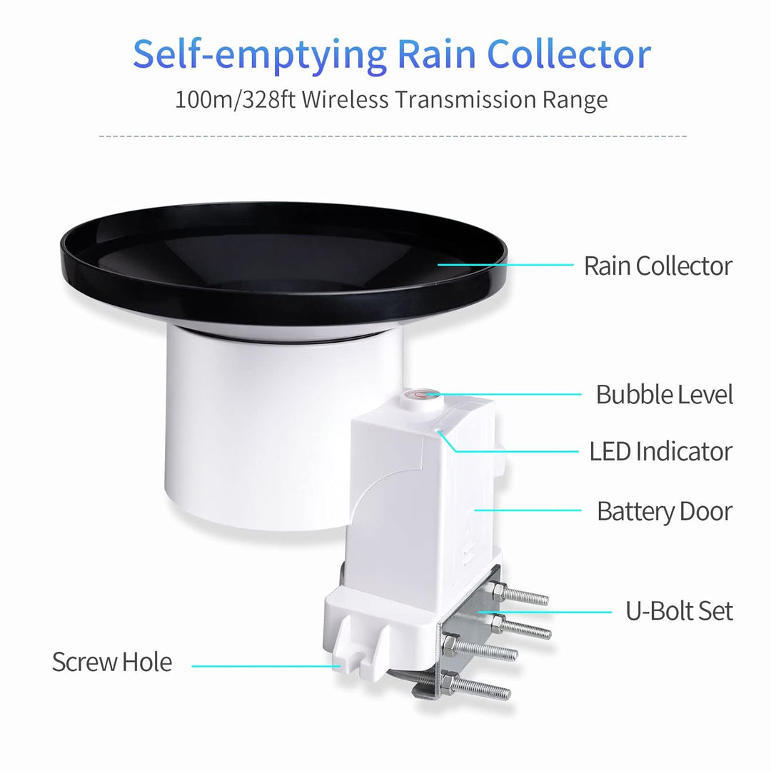 ECOWITT Regenmesser Sensor, kabelloser selbstentleerender Regensammler Ourdoor Regensensor für Hausg