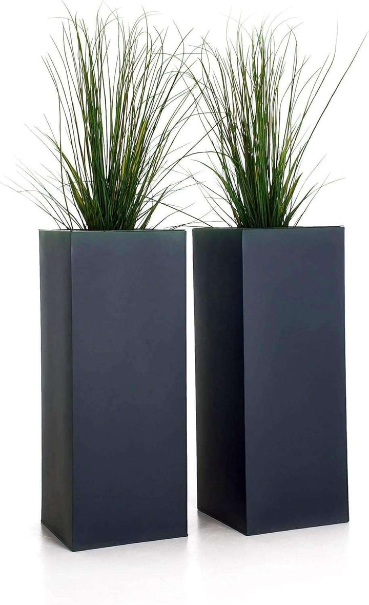 VIVANNO Pflanzkübel Blumenkübel Zink Metall Anthrazit 2er Set Block 100 100x40x40 Anthrazit, 100x40x