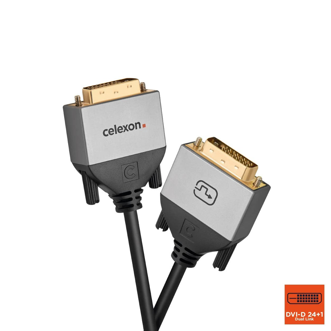 celexon DVI Dual Link Kabel 1,0m - 2x DVI-D (24+1) Stecker - Plug & Play - Professional Line 1m DVI,