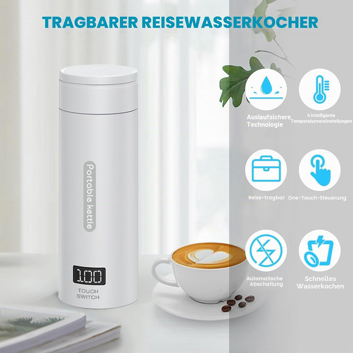 Flintronic Reise Elektrisch Wasserkocher, 380ML Mini Electric Kettle, 220 V/ 300W Thermoskanne, 304