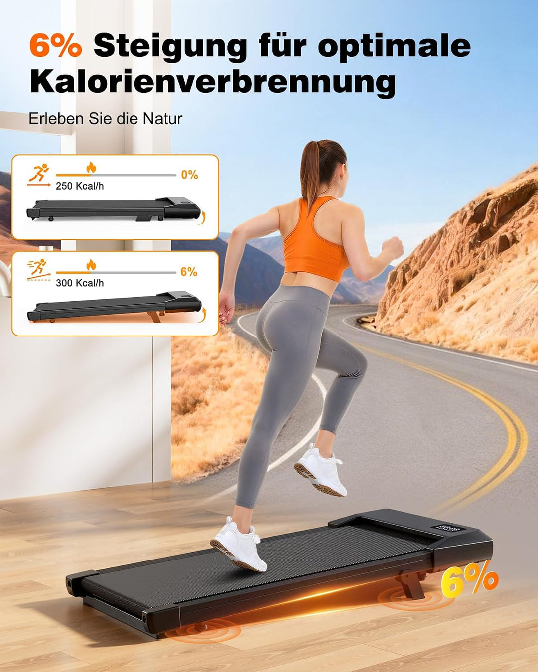Superun Walking Pad max 159 KG/136 KG, Laufband für Zuhause mit Trainingsmodus, Leise Laufband Schre