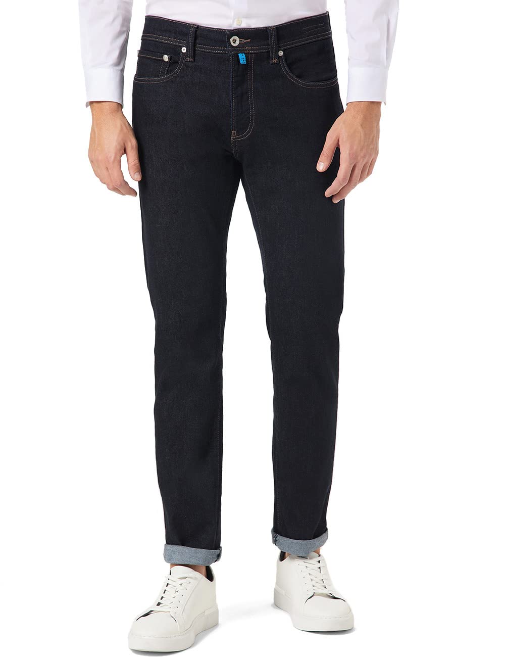 Pierre Cardin Herren Jeans Lyon | Männer Hose | Modern Fit | Stonewash Washed 31W / 30L Blue/Black S