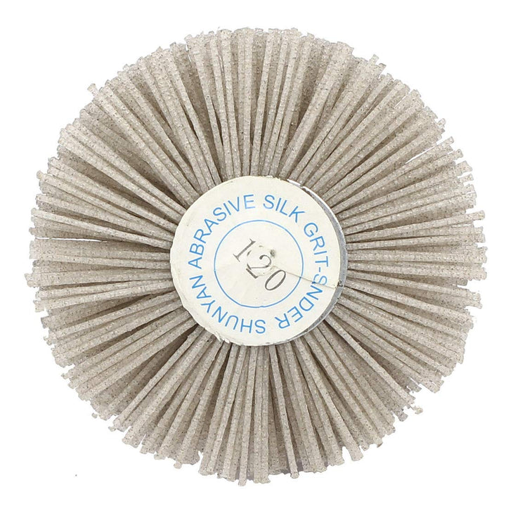 sourcing map 6mmSchaft 82mm Dia Kopf 120 Grit Schleifmittel Nylon Rad Bürsten Schleifwerkzeug DE de,