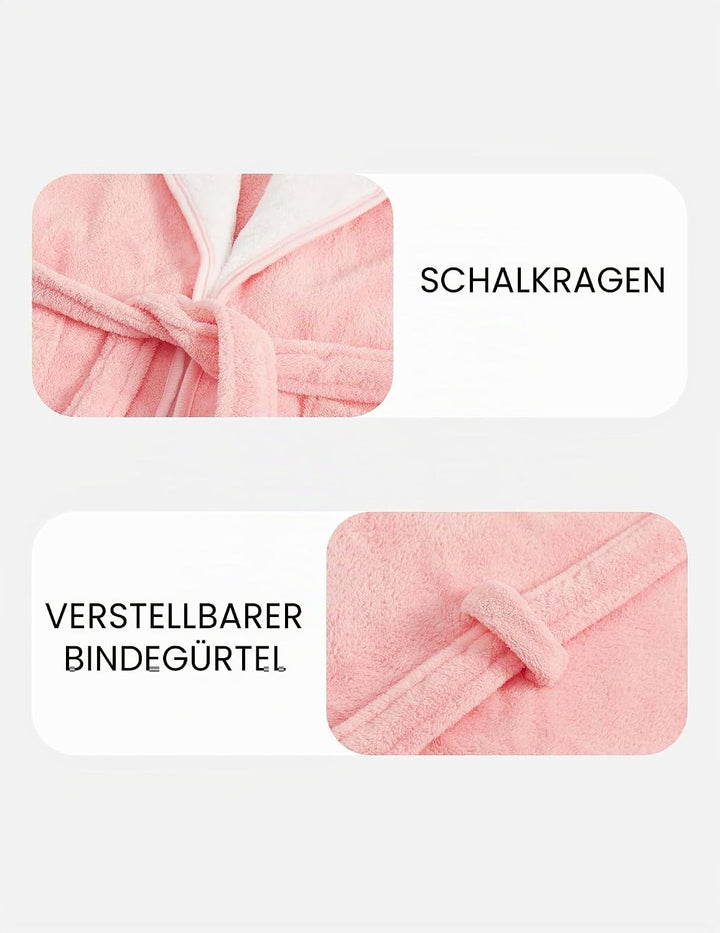 JiAmy Mädchen Bademäntel aus Coral Fleece Kuschelflanell Kuschelweiche Kinderhausmäntel Nachtwäsche