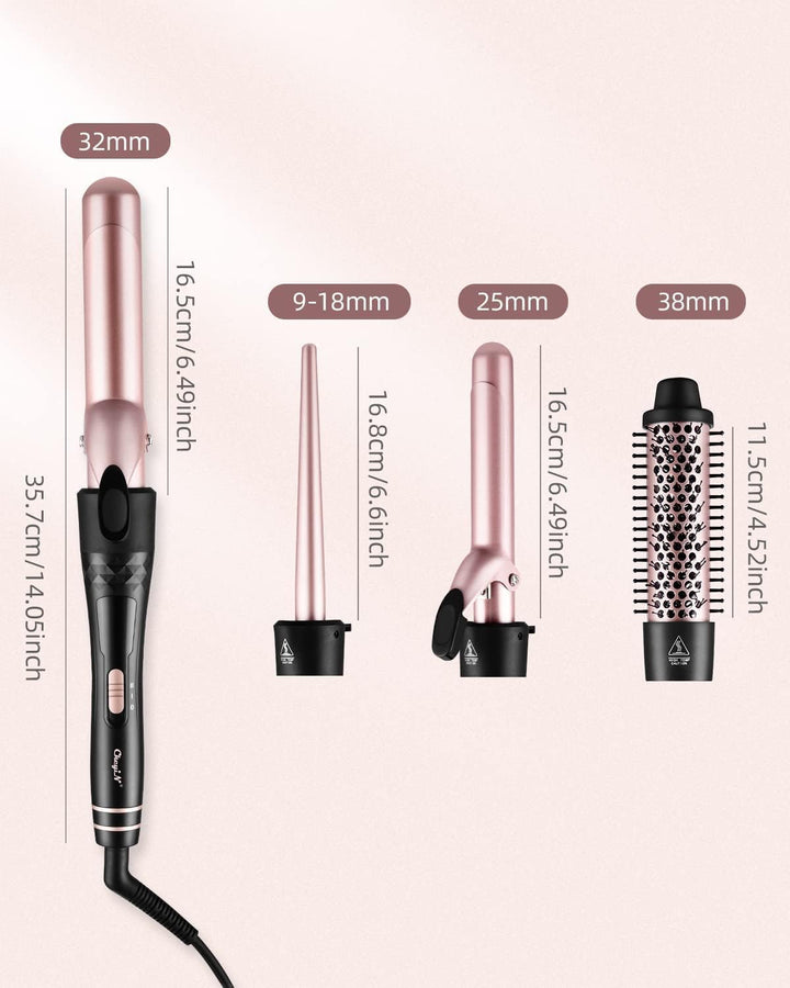 CkeyiN Lockenstab Set 4 in 1 Multifunktions Austauschbare Keramikbeschichtung Curling Iron Lockenwic