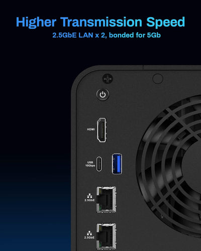 TERRAMASTER F6-424 NAS Storage 4bay - N95 Quad Core CPU, 8GB DDR5 RAM, 2.5GbE Port X2, Network Attac