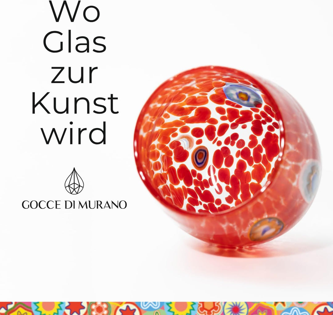 Gocce di Murano Set 6 Gläser Regenbogen Regen aus Muranoglas mundgeblasen 300 ml handgearbeitet bunt