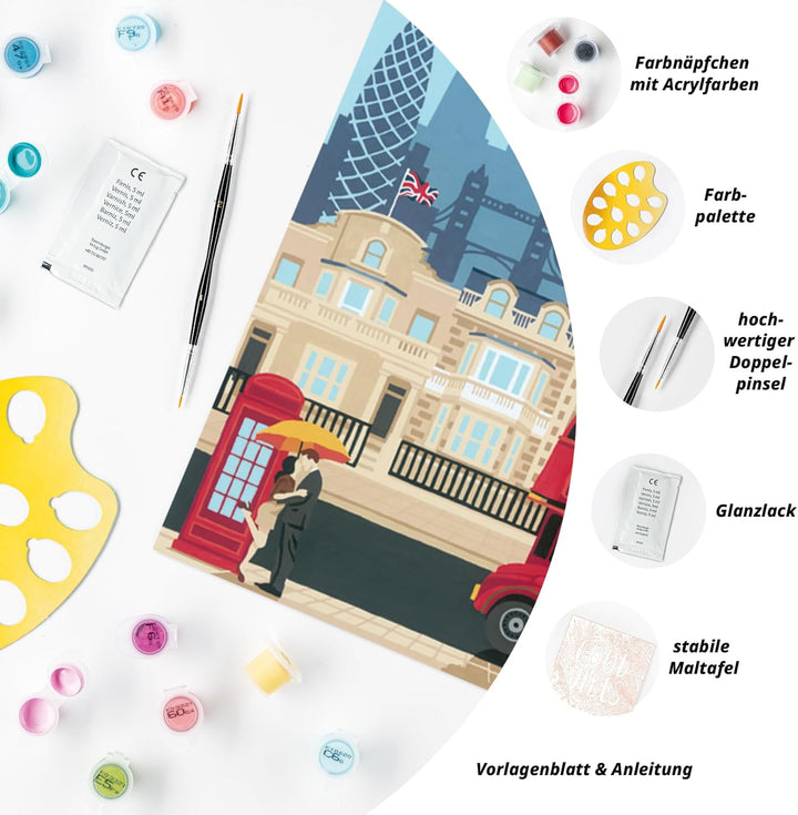 Ravensburger CreArt 23525 - Farbenfrohes London - Malen nach Zahlen Erwachsene, DIY Malset mit Pinse