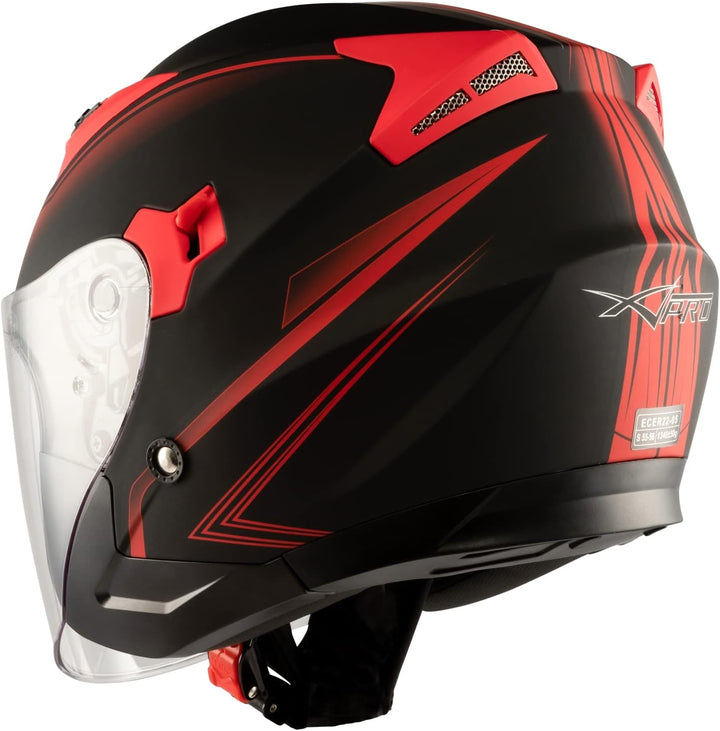 Motorradhelm Doppeltvisier City Jet Zertifikat ECE 22-05 Scooter 59-60 cm ( L) Matt Rot, 59-60 cm (