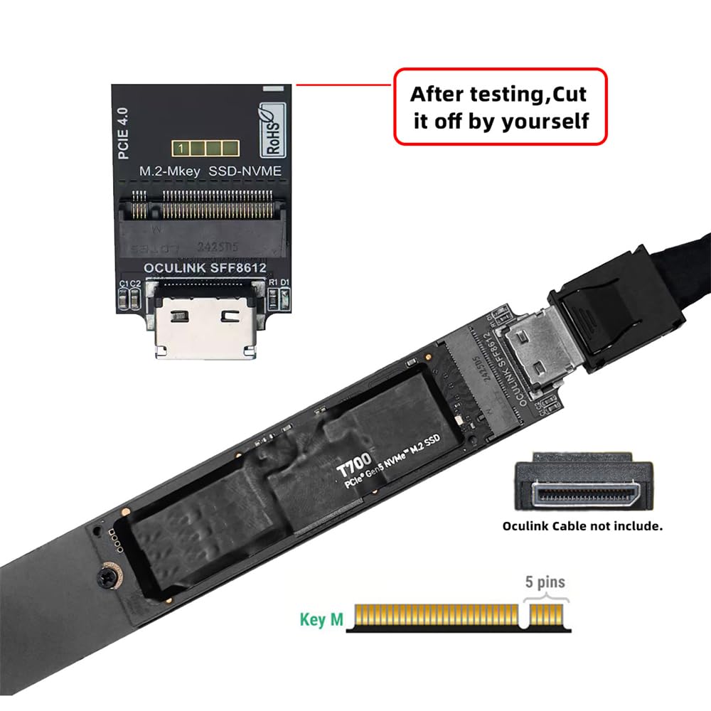 cablecc NVME 2280 PCIe 4.0 M.2 NGFF M-Key auf Oculink SFF-8612 SFF-8611 PCIe SSD PCBA Adapter für Ma