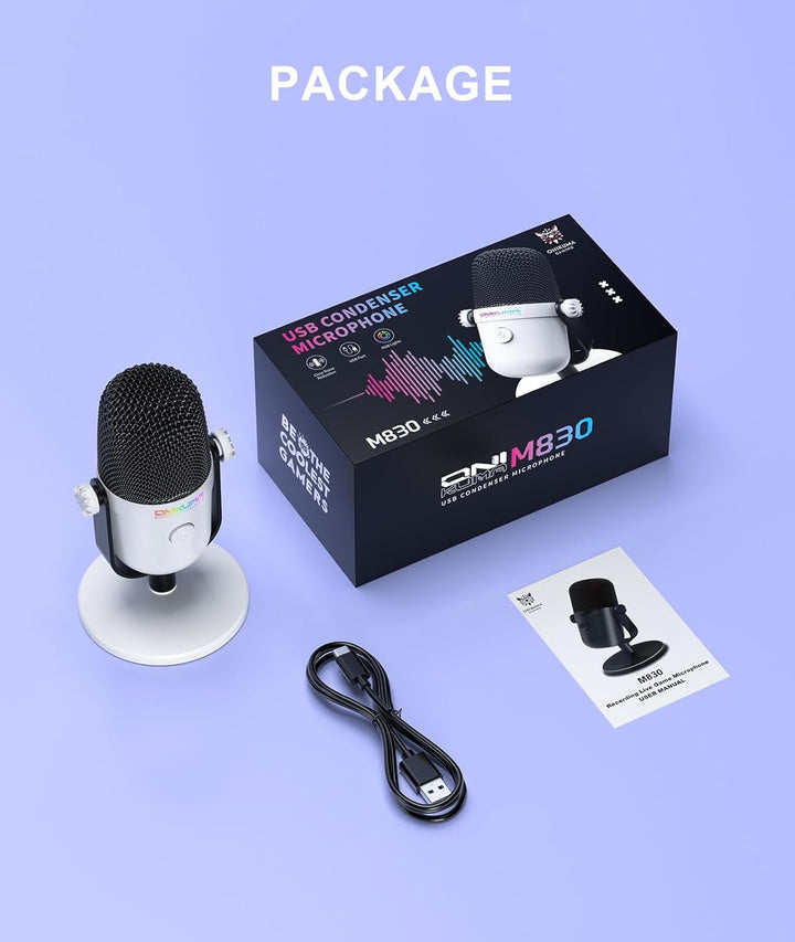 Gaming-Mikrofon mit Geräuschunterdrückung & Stummschalttaste, USB-Kondensatormikrofon für Streaming/