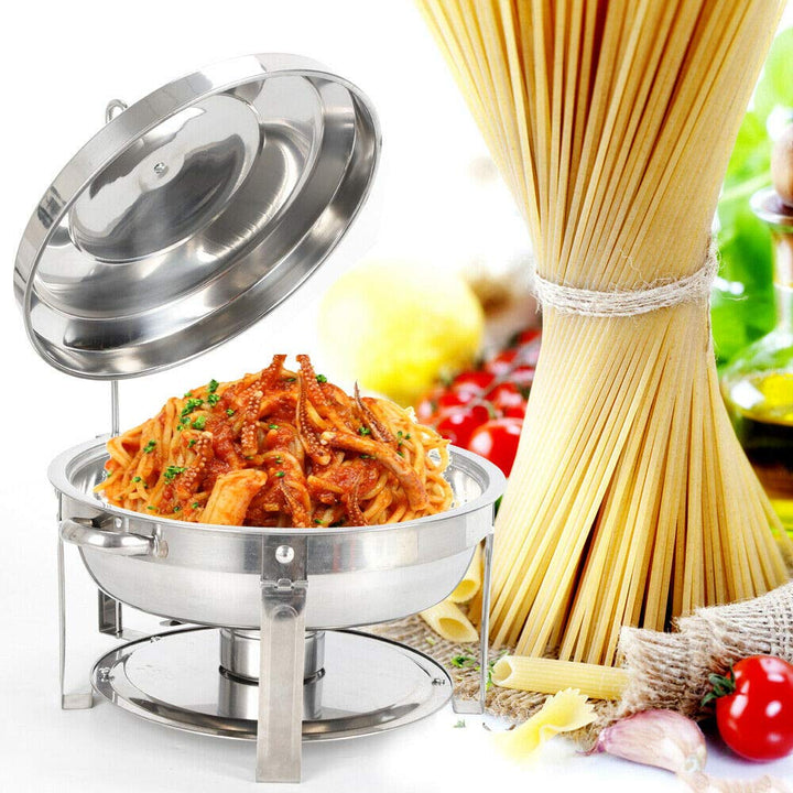 7.5L Runder Chafing Dish Standfuss Durchmesser 360 mm Edelstahl Speisenwärmer Suppen Chafing Dish Bu