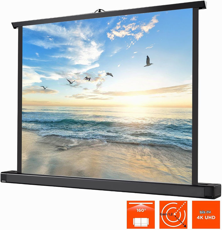 celexon tragbare Präsentations- und Heimkino-Beamer-Leinwand Mobil Tisch-Leinwand inkl. automatische